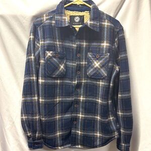 🧣 Weatherproof NWOT Navy and White Plaid Lined Men's Shirt